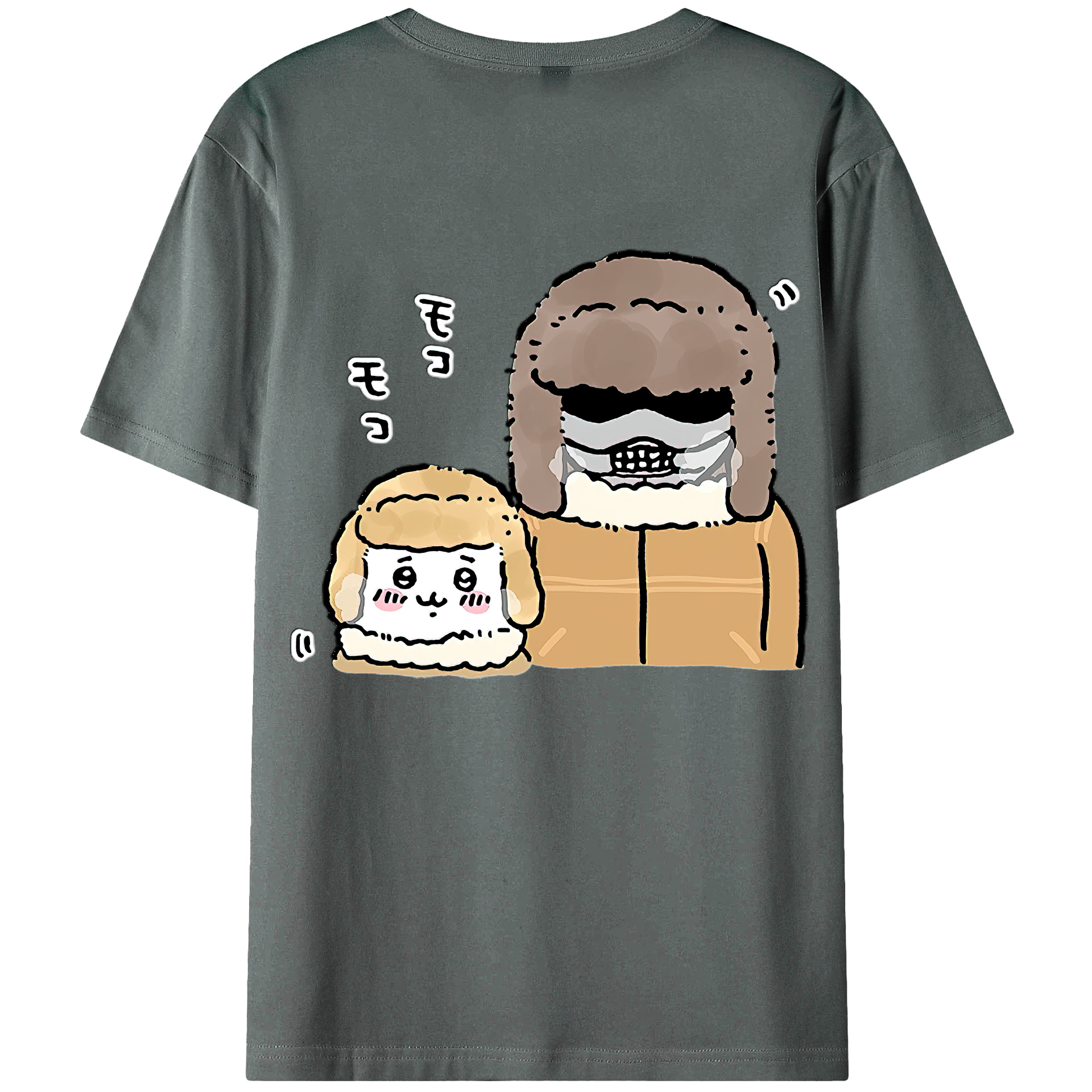 （画像用） ちいかわ 労働の鎧さん Chii-kawa Mr. Armor of Labor 綿100％ メンズ半袖Tシャツ（バックプリント） 通気性